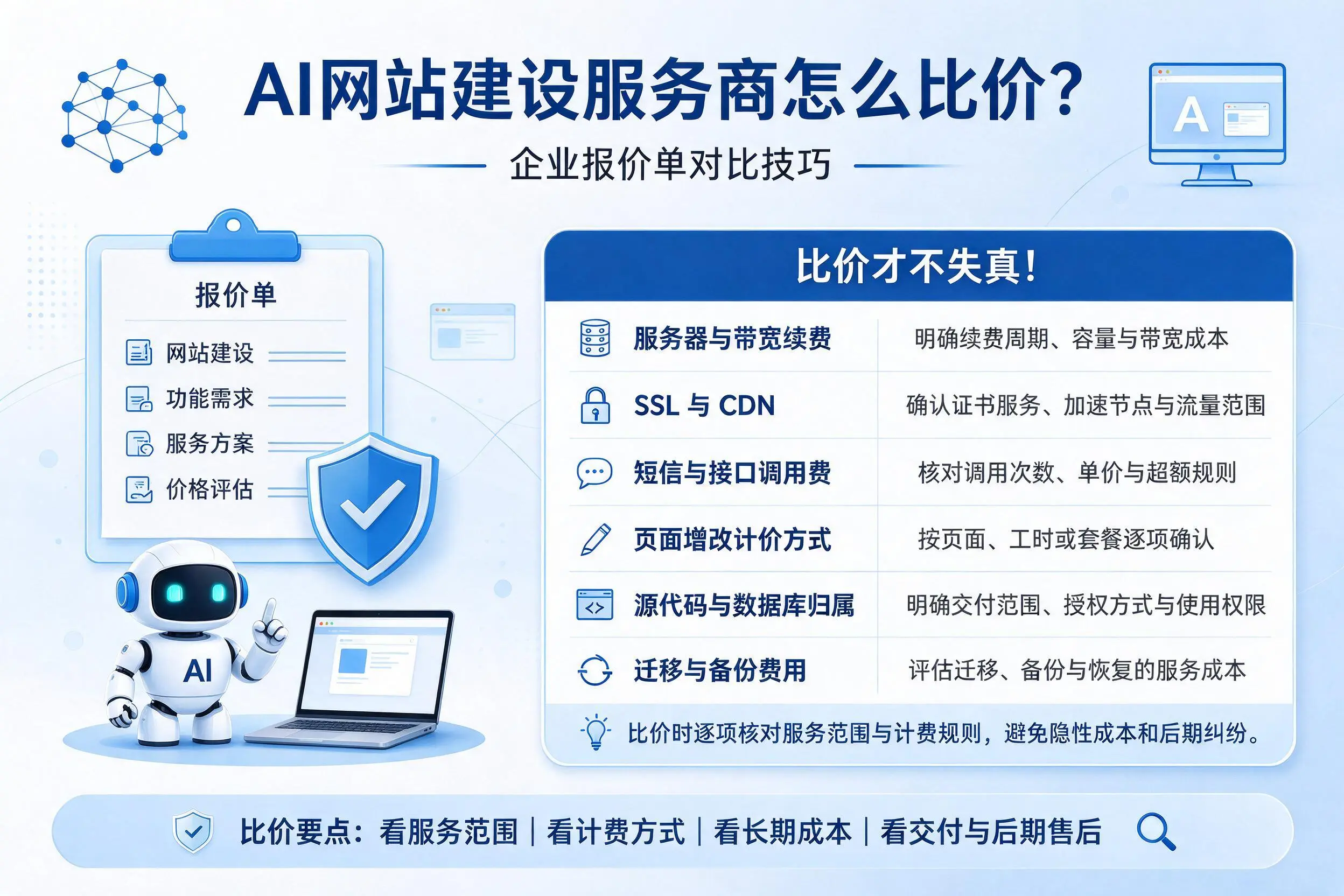 AI网站建设服务商怎么比价?宜昌企业报价单对比技巧